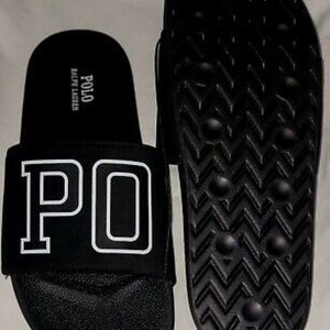 Polo slides all black and white , size 1